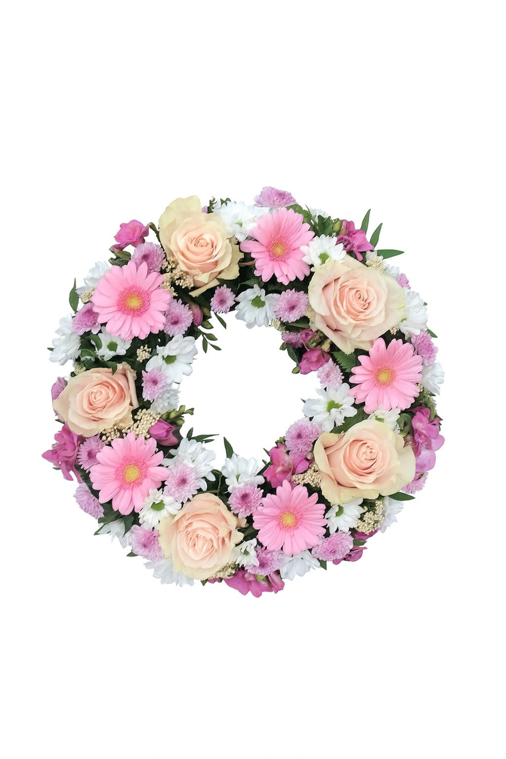 Pastel Pink Round Funeral Wreath