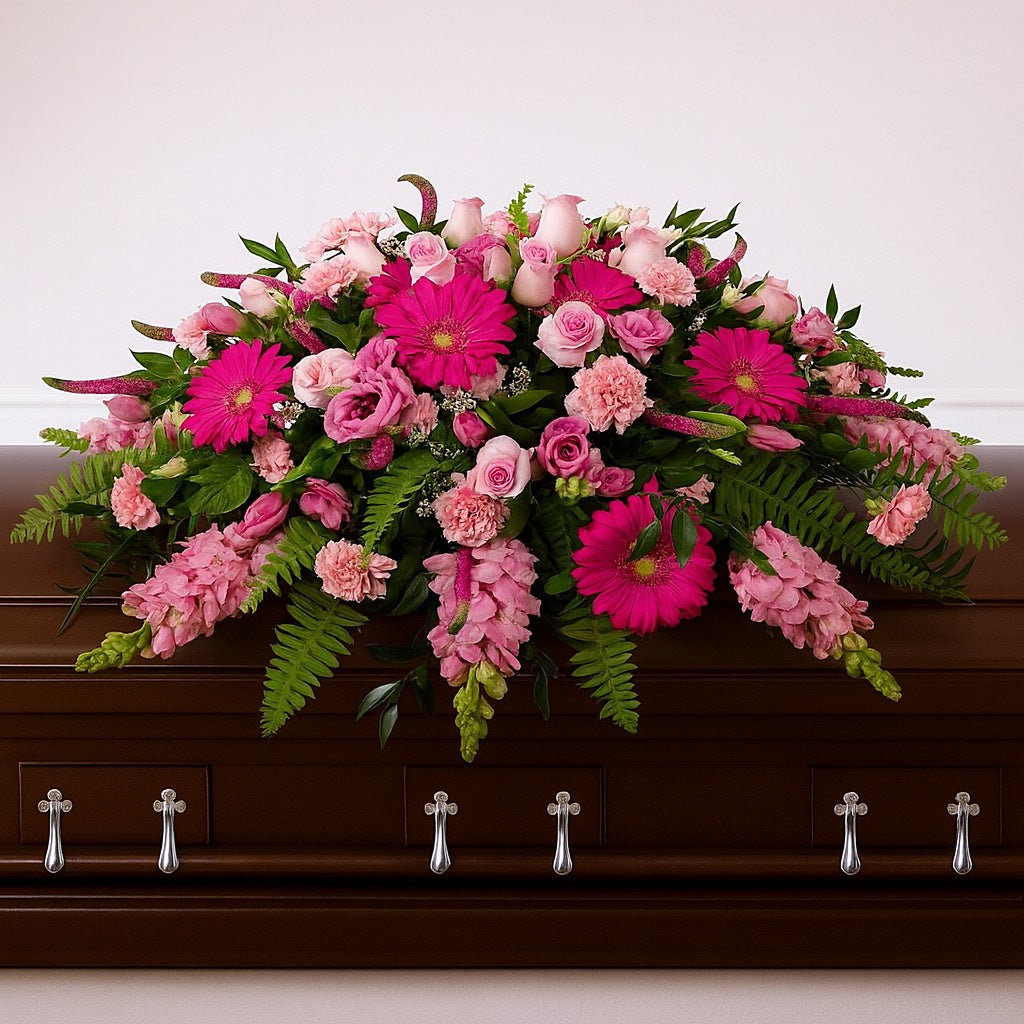 Pink toned Funeral Casket 1 metre